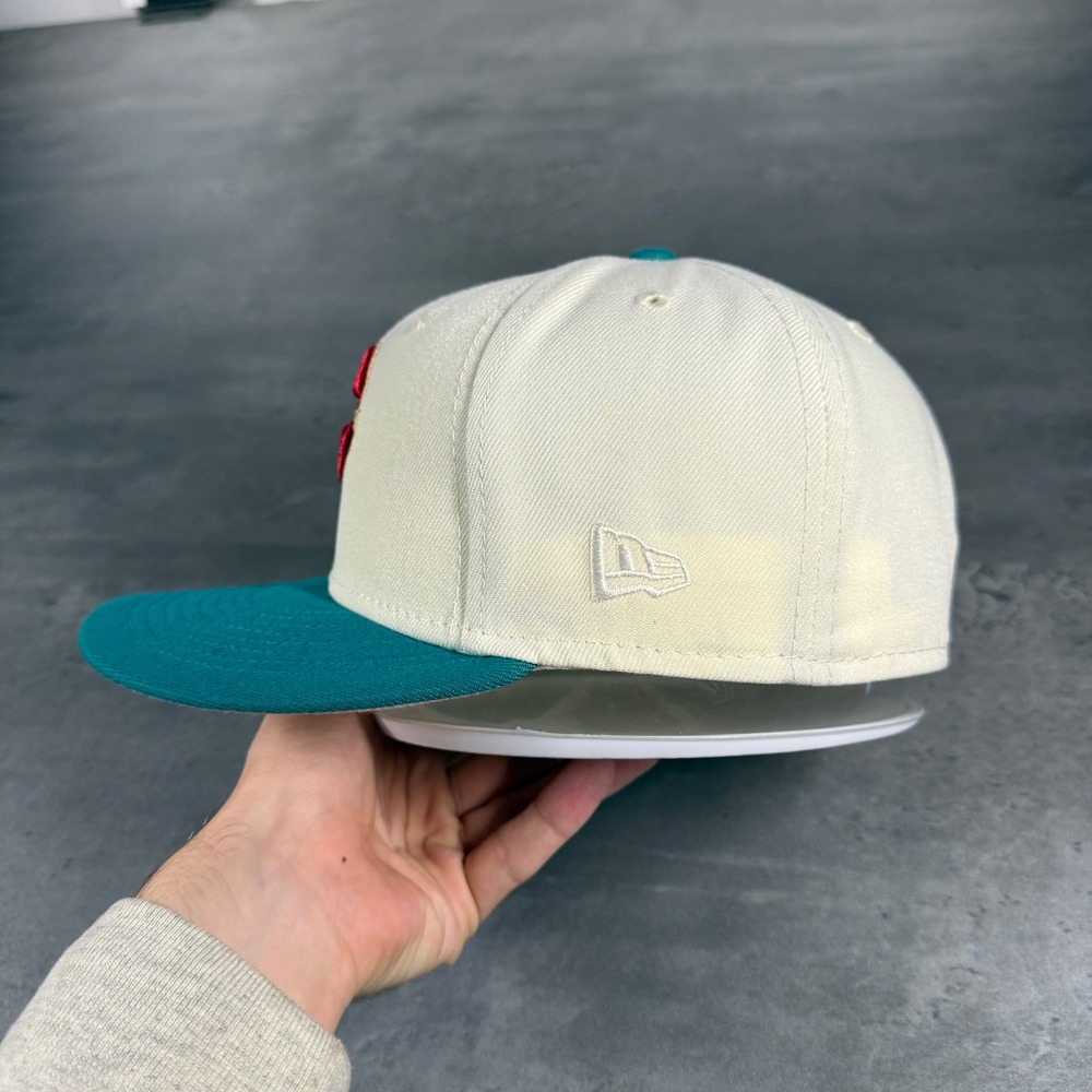 Hat Club Cincinnati Reds New Era Cap Cream Teal 3D Logo Riverfront Cinergy Patch - Picture 5 of 8